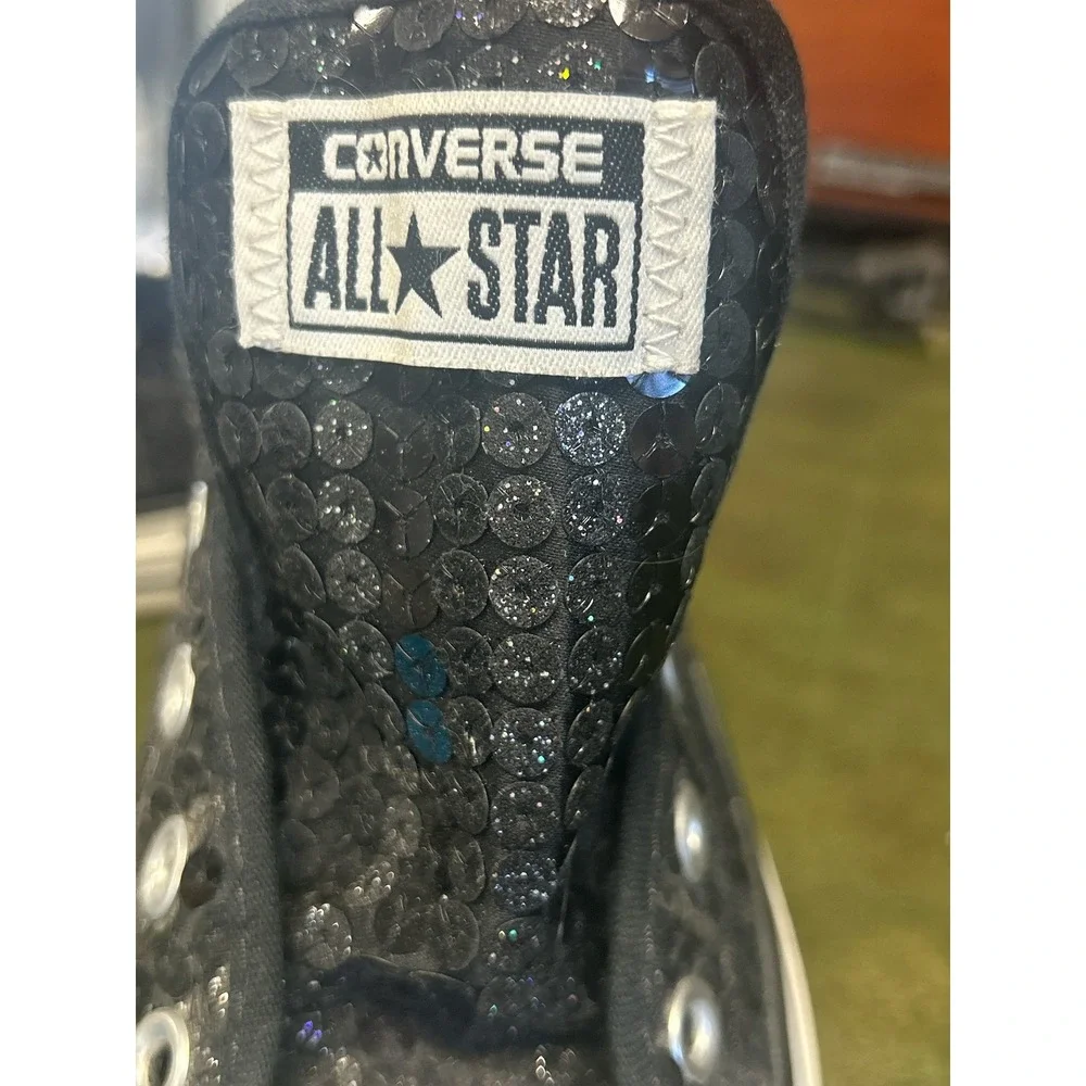 Converse Chuck Taylor All Star Black Sequin Low Top Sneakers 545008F Womens 6